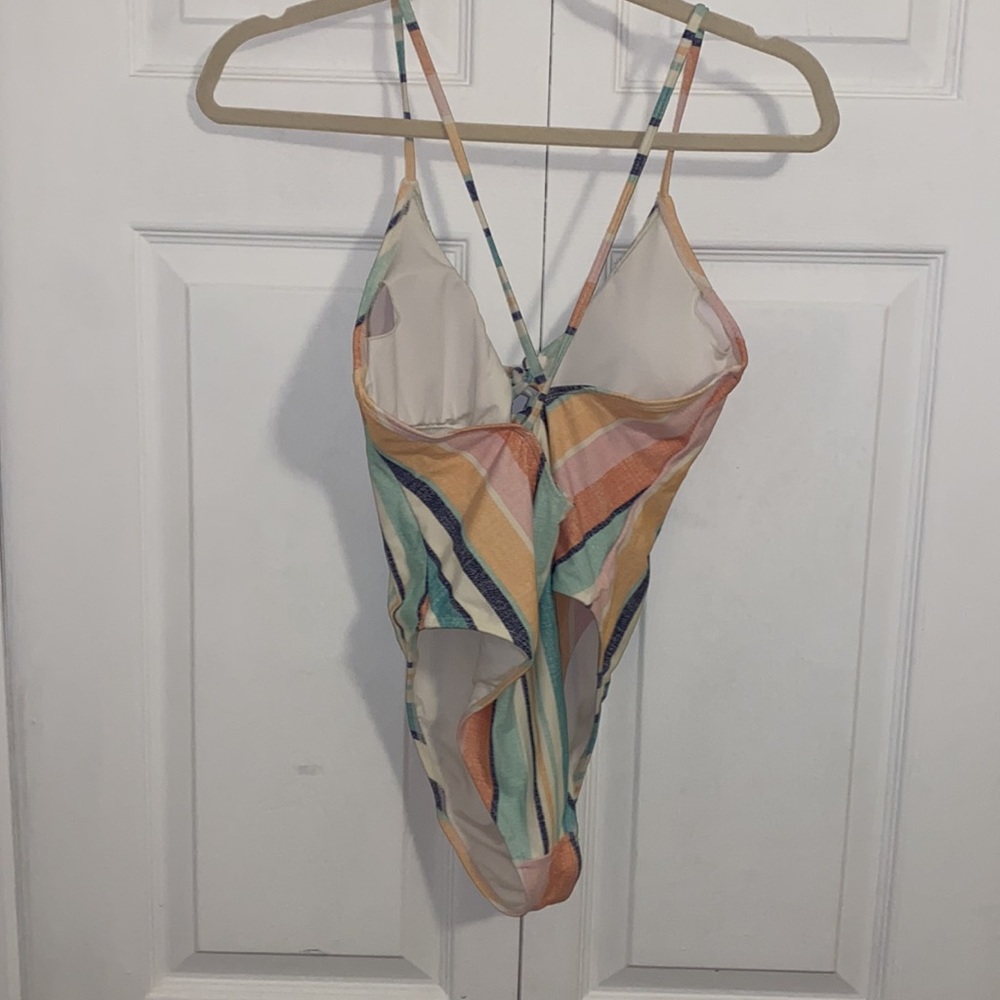 Forever 21 One Piece High Cut Striped Bathing Suit - Picture 2 of 3